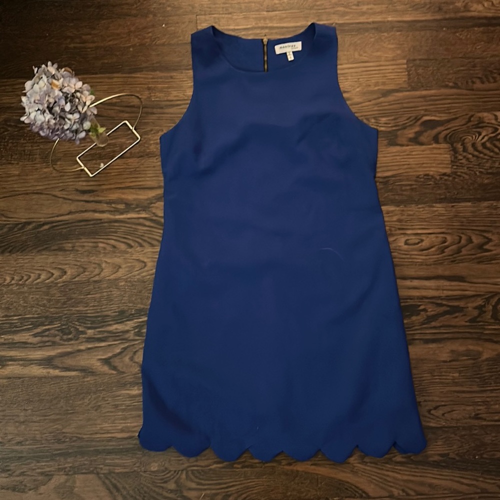 Royal Blue Scallop Bottom Mini Dress